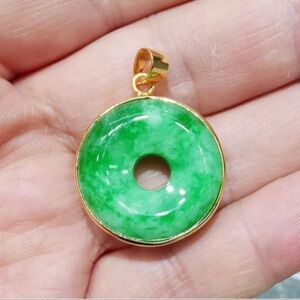 jade donut necklace,Good Fortune Chinese Green Jade Necklace